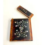 VICTORIAN TORTOISESHELL & MOTHER OF PEARL CARD CASE