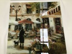 A CHARMING WALL ART GLASS PRINT OF FRENCH SCENE