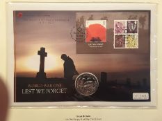 GB COIN FIRST DAY COVER - WWI, LEST WE FORGET