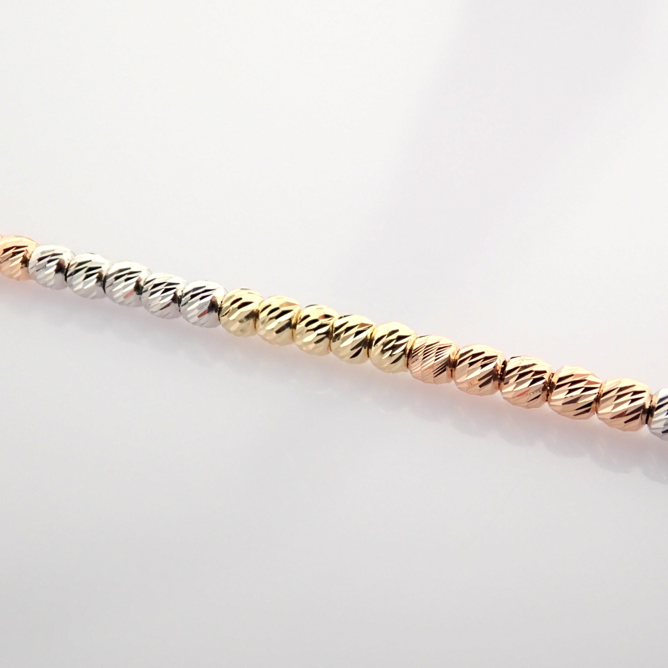 21 cm (8.3 in) Italian Beat Dorica Bracelet. In 14K Tri Colour White Yellow and Rose gold - Image 9 of 10