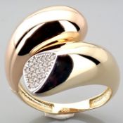 14K Rose/Pink Gold Ring - Italian Design Swarovski Zirconia.
