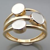 14K Yellow and White Gold Ring - Italian Design.