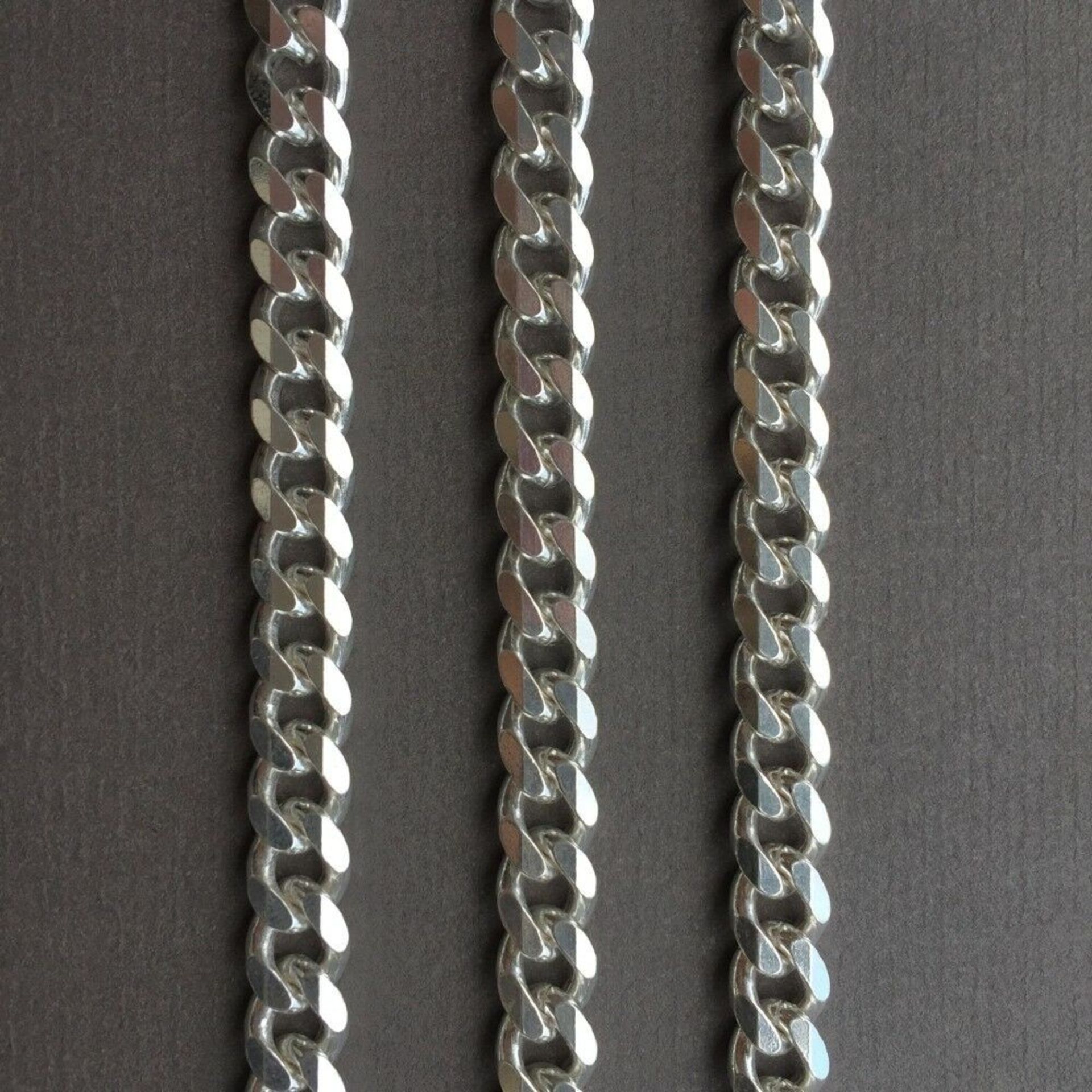 7mm Men's Curb Cuban Link Chain Necklace Pendant 925 Sterling Silver 48 GR 24 inch - 60cm - Image 5 of 7