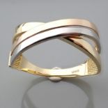 14K Tri Colour White Yellow and Rose gold Ring - Italian Design.