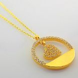 42 cm (16.5 in) Swarovski Zirconia Pendant. In 14K Yellow Gold