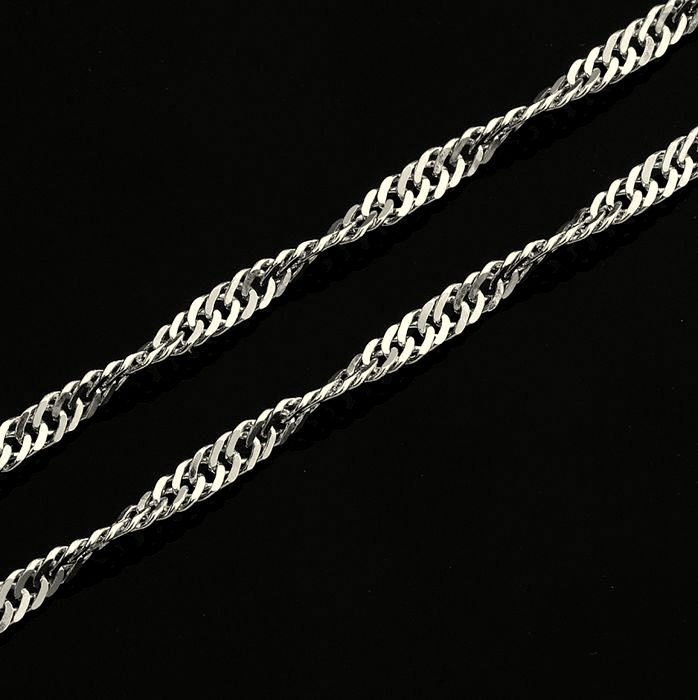 45 cm (17.7 in) Singapore Chain Necklace. In 14K White Gold - Image 4 of 5