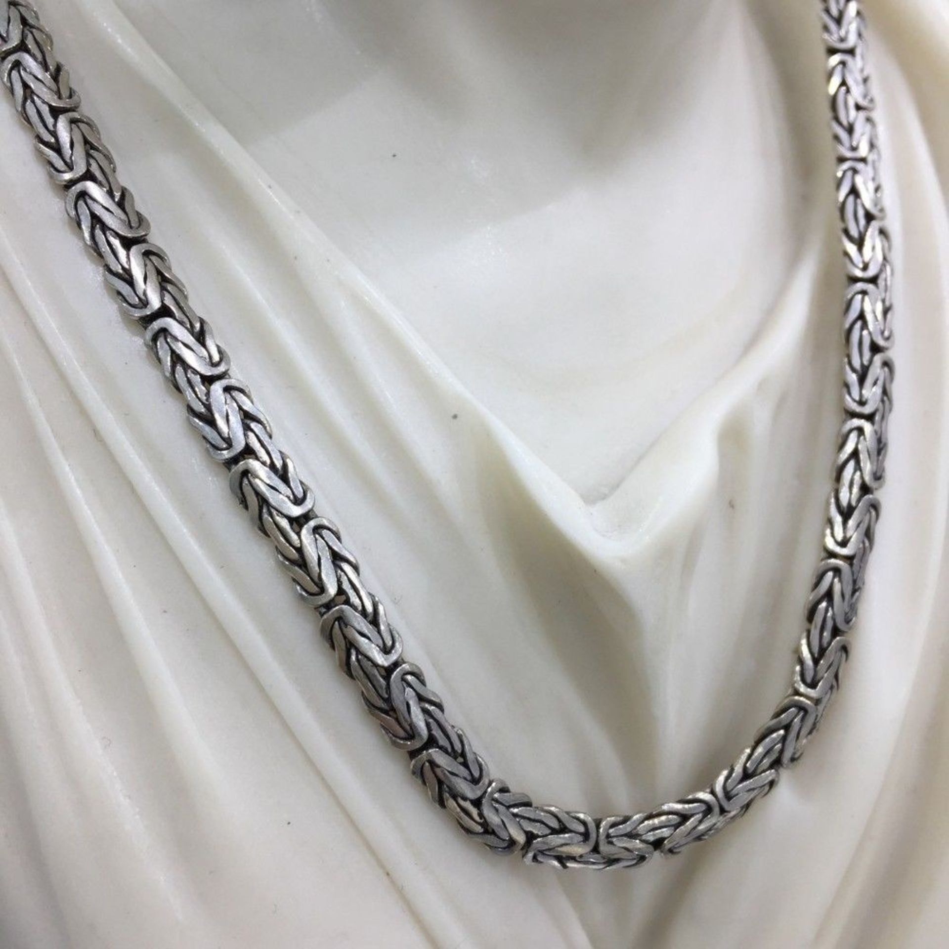 65 Cm / 26 In Men's Bali King Byzantine Chain Necklace 925 Sterling Silver - Image 3 of 4
