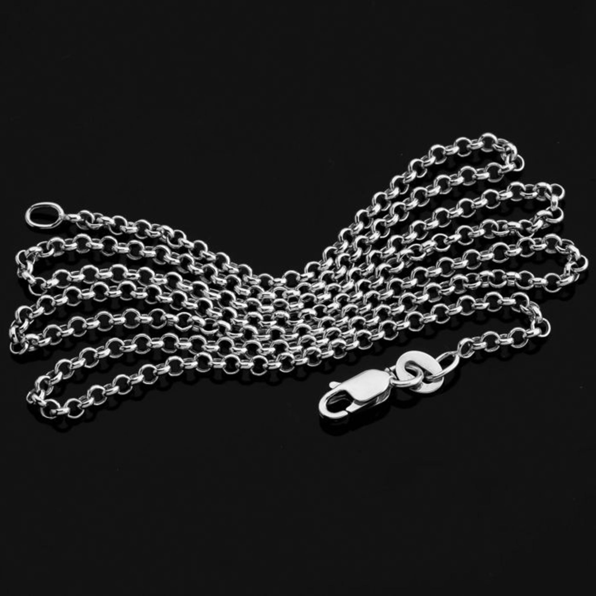 50 cm (19.7 in) Rolo Chain Necklace. In 14K White Gold - Image 3 of 3