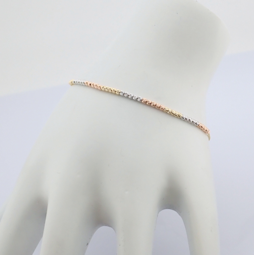 21 cm (8.3 in) Italian Beat Dorica Bracelet. In 14K Tri Colour White Yellow and Rose gold - Image 5 of 10