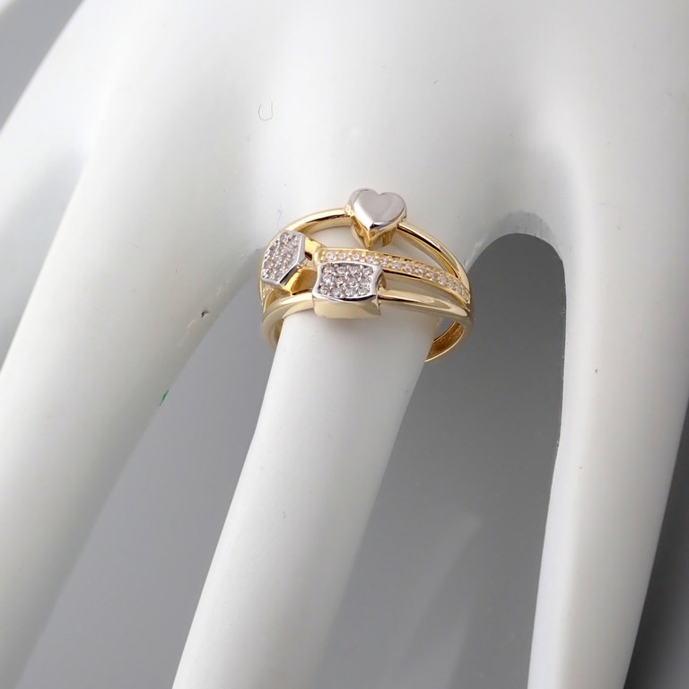 14K Yellow and White Gold Ring - Italian Design Swarovski Zirconia. - Image 3 of 4