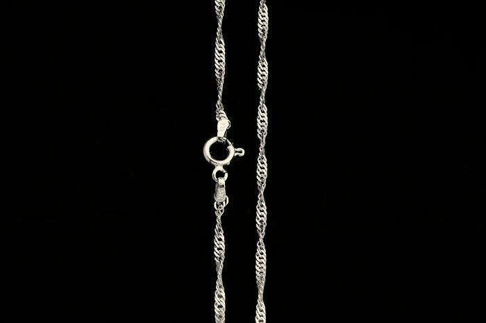 45 cm (17.7 in) Singapore Chain Necklace. In 14K White Gold - Image 3 of 5
