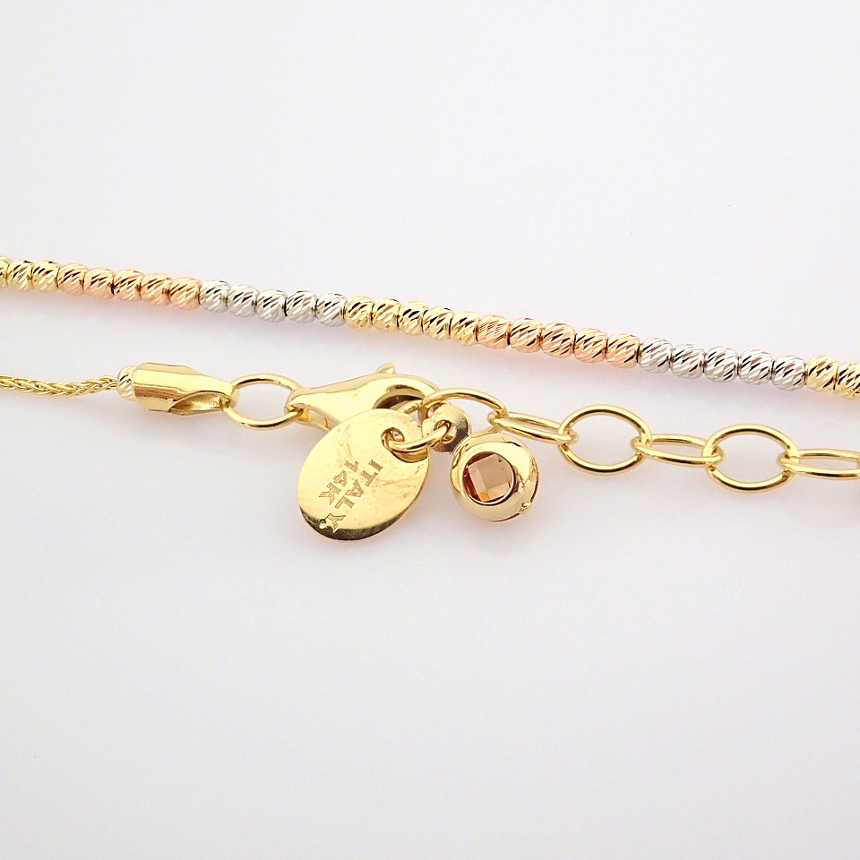 21 cm (8.3 in) Italian Beat Dorica Bracelet. In 14K Tri Colour White Yellow and Rose gold - Image 4 of 10