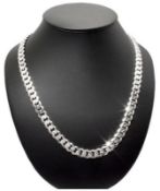 7mm Men's Curb Cuban Link Chain Necklace Pendant 925 Sterling Silver 56GR 28 inch - 70cm