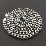 7mm Men's Curb Cuban Link Chain Necklace Pendant 925 Sterling Silver 48 GR 24 inch - 60cm