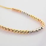 21 cm (8.3 in) Italian Beat Dorica Bracelet. In 14K Tri Colour White Yellow and Rose gold