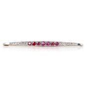 Tiffany & Co 18k Yellow & White Gold Ruby & Diamond Vintage Pin Brooch