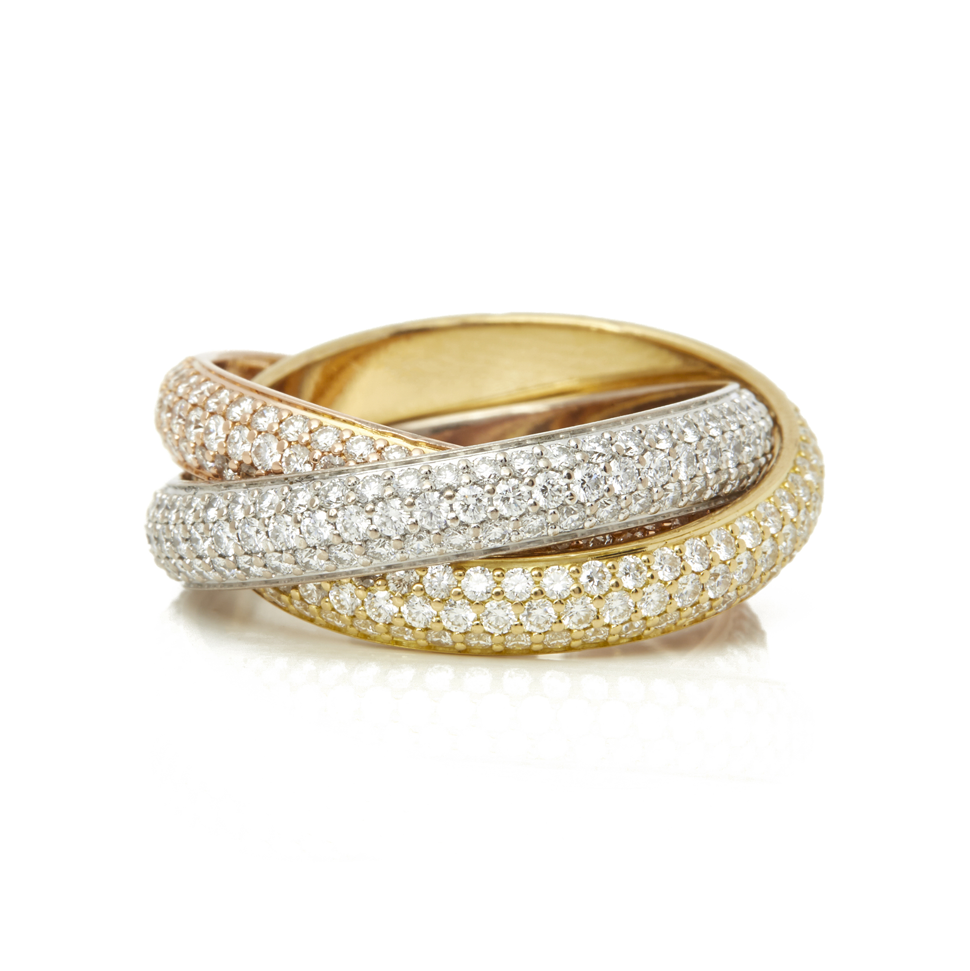 Cartier   18k Yellow, White & Rose Gold Diamond Classic Trinity Ring - Image 13 of 13