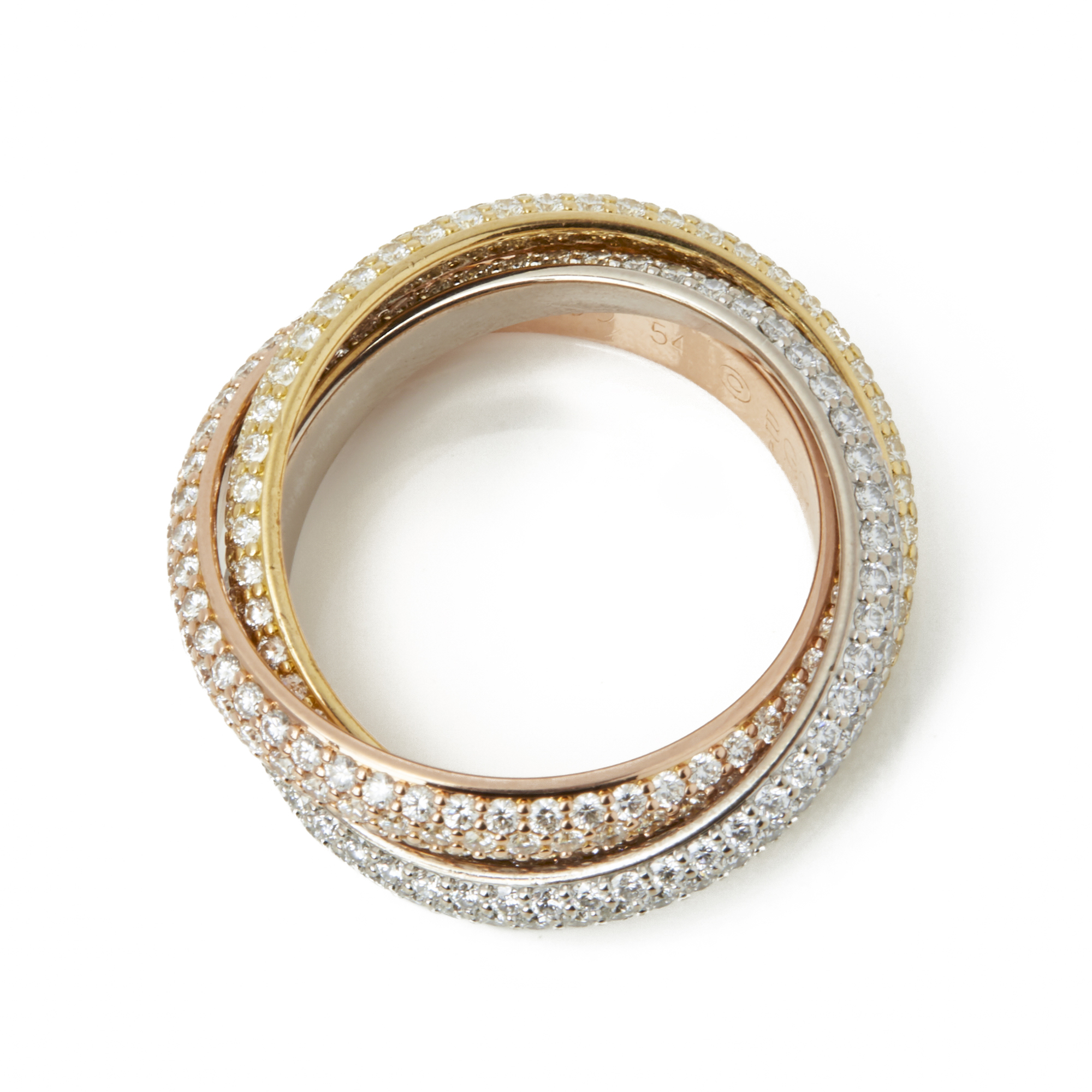 Cartier   18k Yellow, White & Rose Gold Diamond Classic Trinity Ring - Image 10 of 13