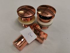 2x Rose Gold Click-Clack Basin Waste + Shower Arm