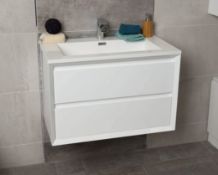 600mm Serena Cubico Two Drawer Designer Gloss Vanity Unit RRP £199