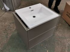 600 x 400mm Two-Drawer Designer Vanity Unit with inset Wash Sink RRP £299