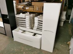 1200 x 480mm W/H Two-Drawer White Designer Vanity Unit + 1500mm Tallboy Cabinet RRP £399