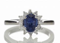 18ct White Gold Diamond And Sapphire Cluster Ring 0.25 Carats