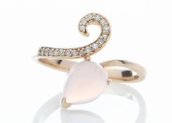 9ct Rose Gold Ladies Dress Diamond And Rose Quartz Ring