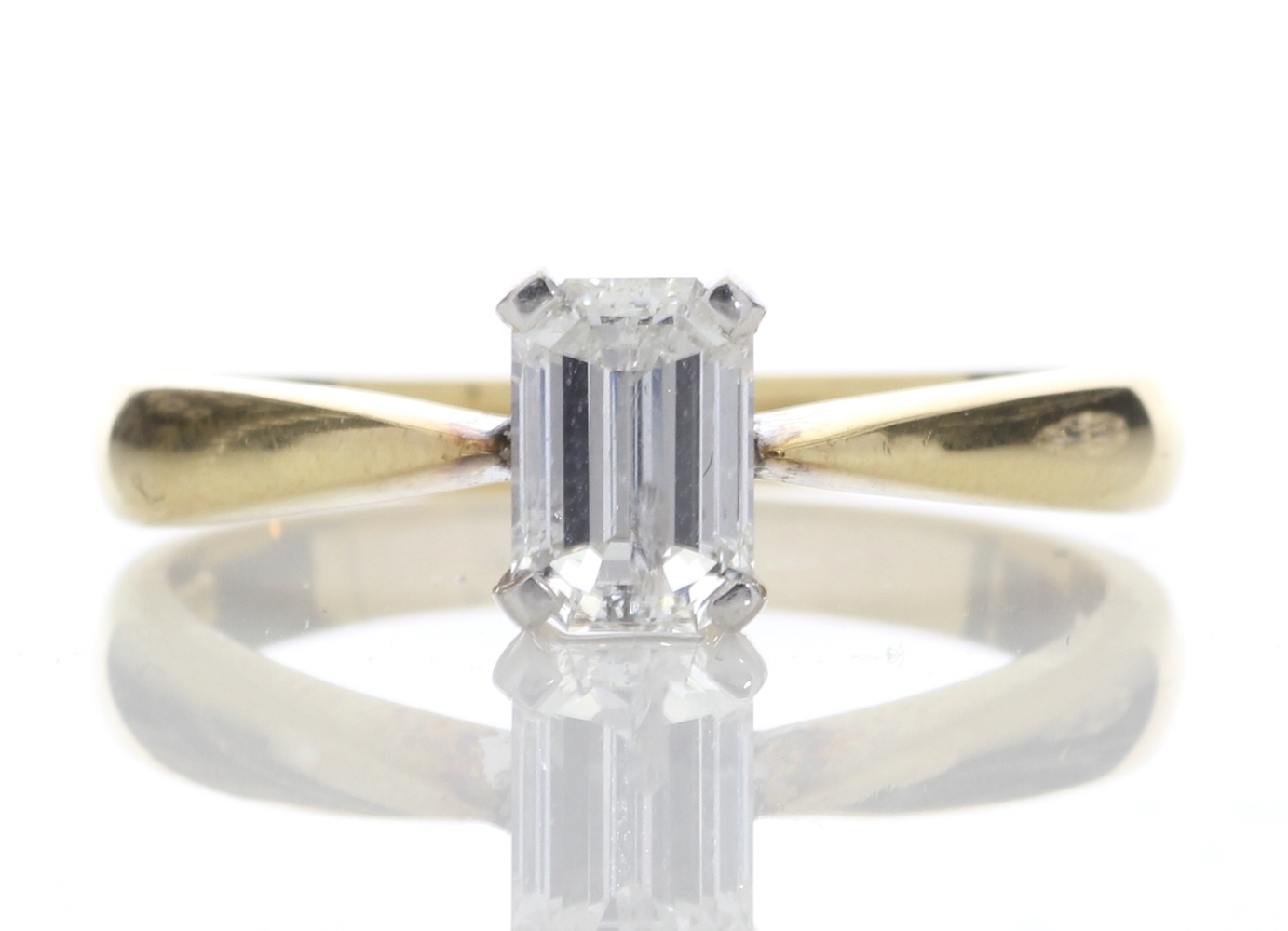 18ct Single Stone Emerald Cut Diamond Ring 0.72 Carats