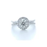 18ct White Gold Single Stone With Halo Setting Ring 1.55 (1.00) Carats