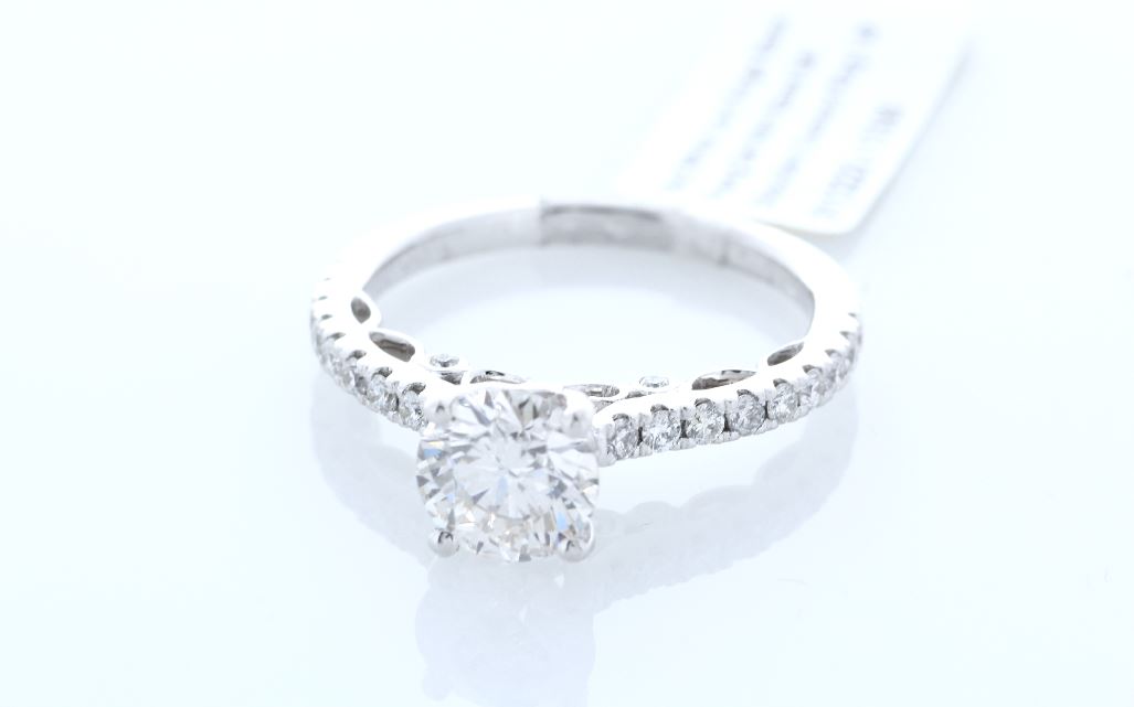 18ct White Gold Diamond Ring With Stone Set Shoulders 1.46 Carats