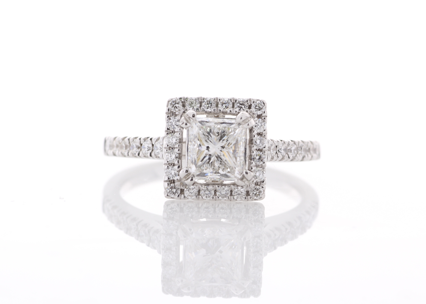 18ct White Gold Princess Cut Diamond Ring 1.34 Carats