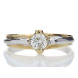 18ct Two Tone Single Stone Rub Over Set Diamond Ring 0.35 Carats