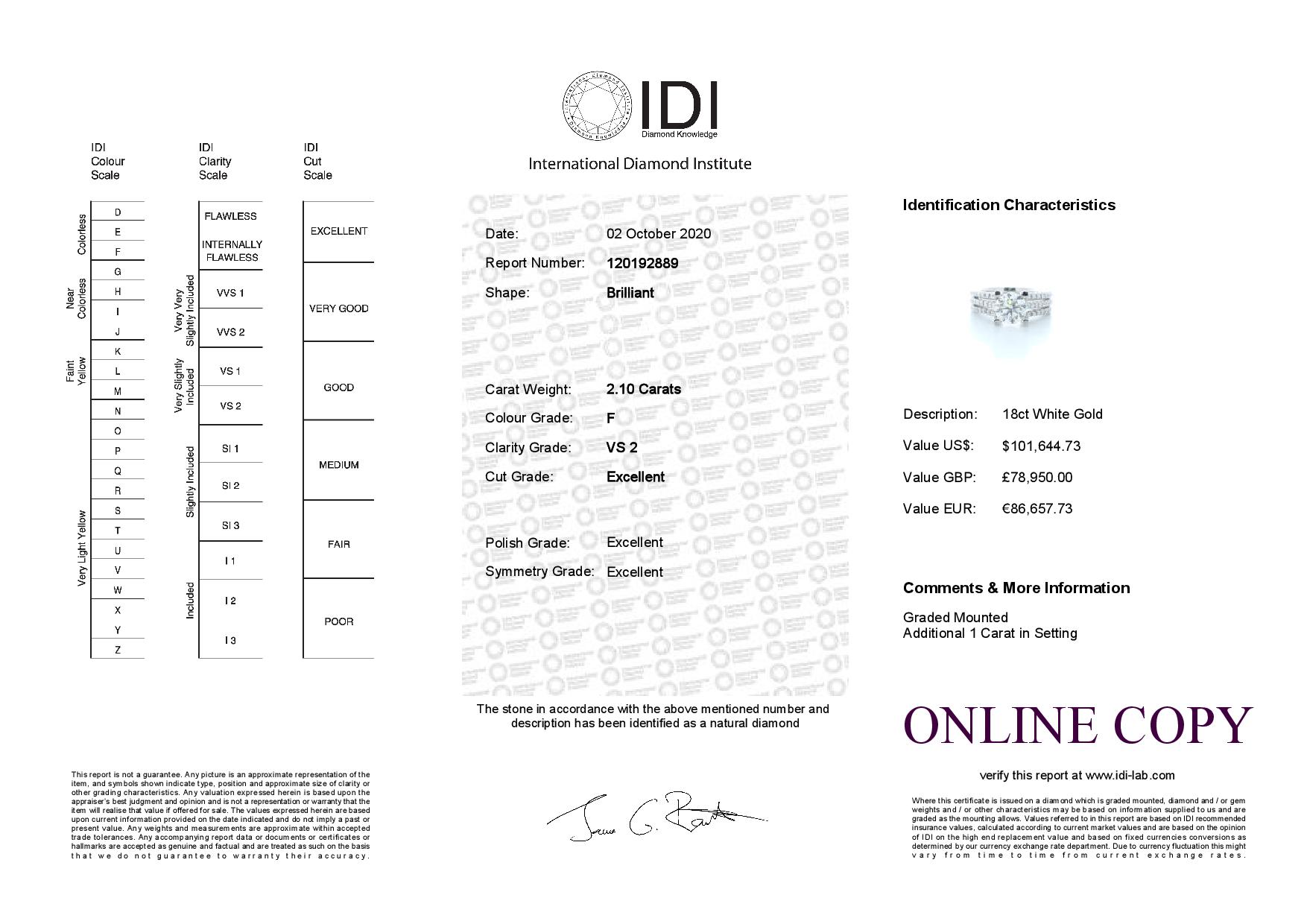 18ct White Gold Three Row Diamond Ring 3.10 (2.1) Carats - Image 5 of 5