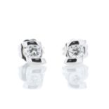 18ct White Gold Bar Set Diamond Earring 0.25 Carats
