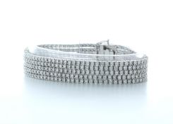 18ct White Gold Five Row Diamond Bracelet 11.73 Carats