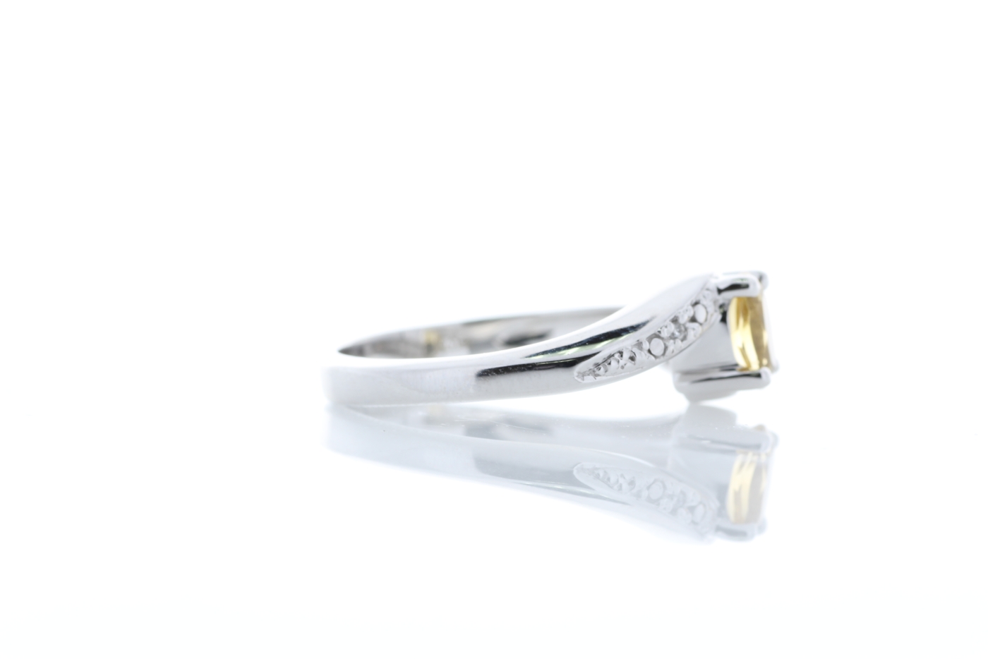 9ct White Gold Diamond And Citrine Ring - Image 4 of 4
