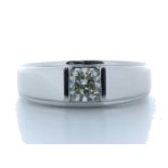 18ct White Gold Single Stone Fancy Rub Over Set Diamond Ring 1.01 Carats