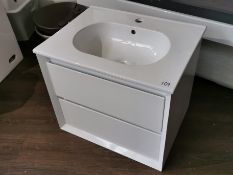 Wall Hung Two Drawer Gloss White Vanity Unit RR £399