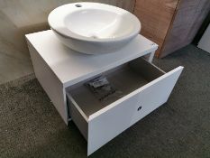 Wall Hung Matt White One Drawer Vanity Unit with Washbowl RRP £349