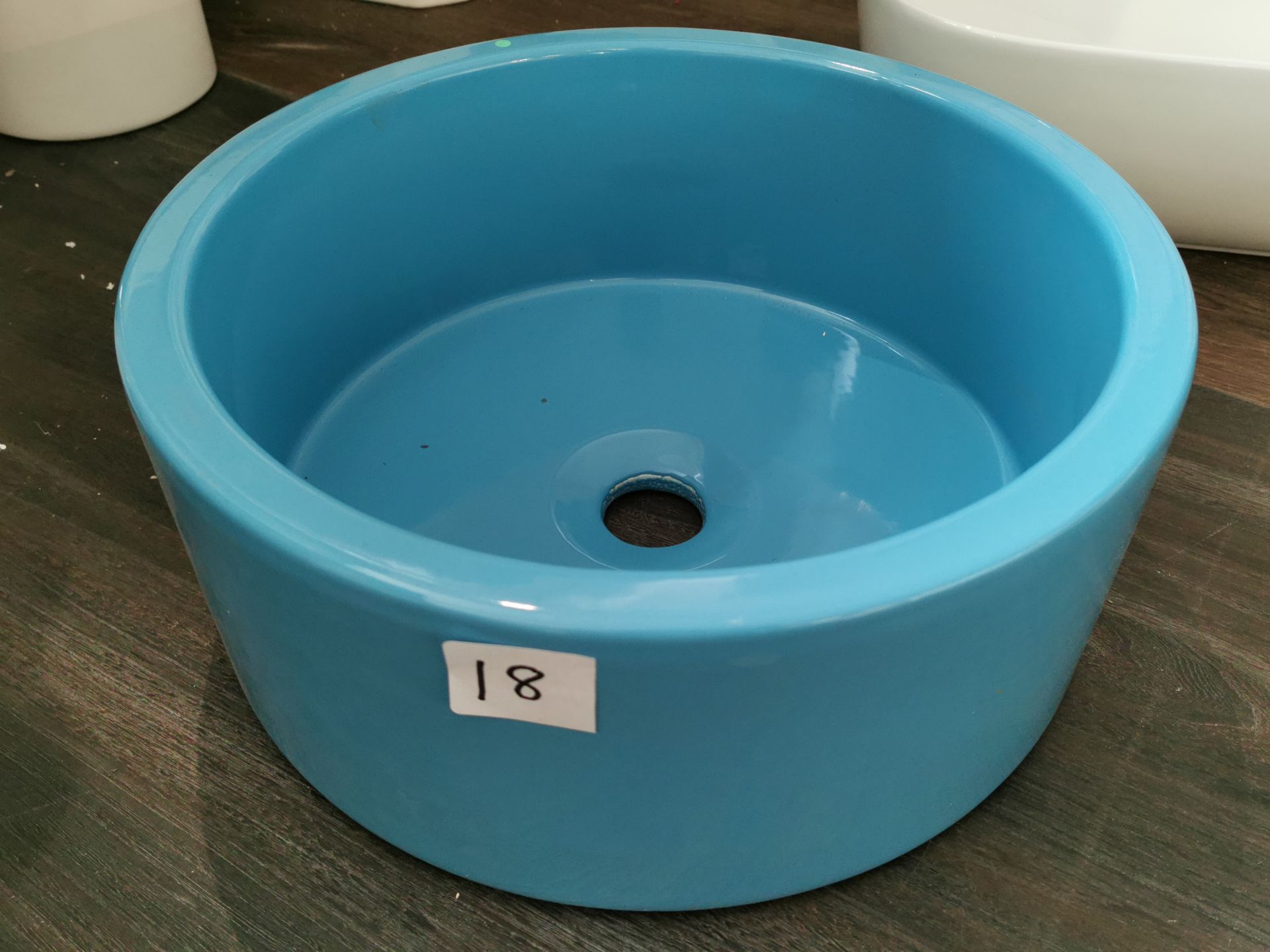 British-Made Designer Ceramic Blue Washbowl Basin RRP £289