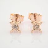 14K Rose/Pink Gold Diamond Solitaire Earring