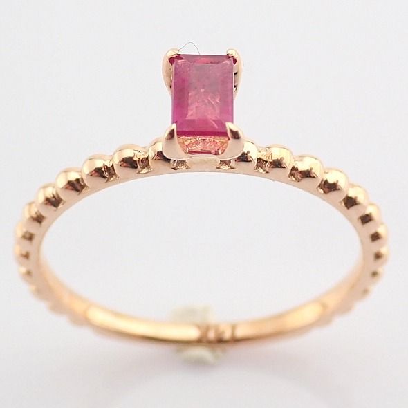 14 kt. Pink gold - Ring - 0.24 Ct. Ruby - Image 7 of 8