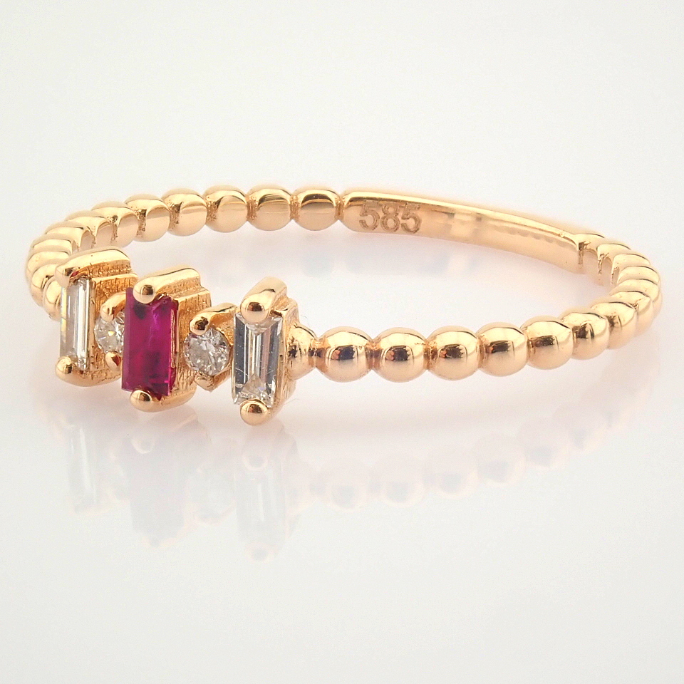 14K White and Rose Gold Diamond & Ruby Ring - Image 3 of 8