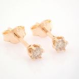 14 Rose/Pink Gold Diamond Solitaire Earring