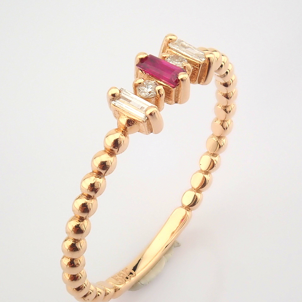 14K White and Rose Gold Diamond & Ruby Ring - Image 5 of 8