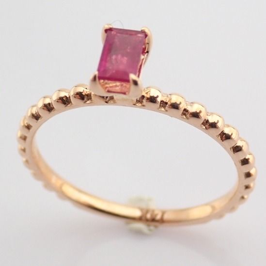 14 kt. Pink gold - Ring - 0.24 Ct. Ruby - Image 2 of 8