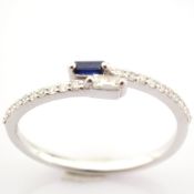 14K White Gold Diamond & Sapphire Ring