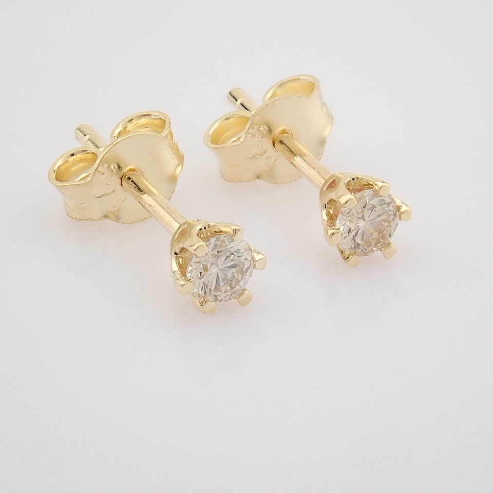 14 Yellow Gold Diamond Solitaire Earring - Image 7 of 7