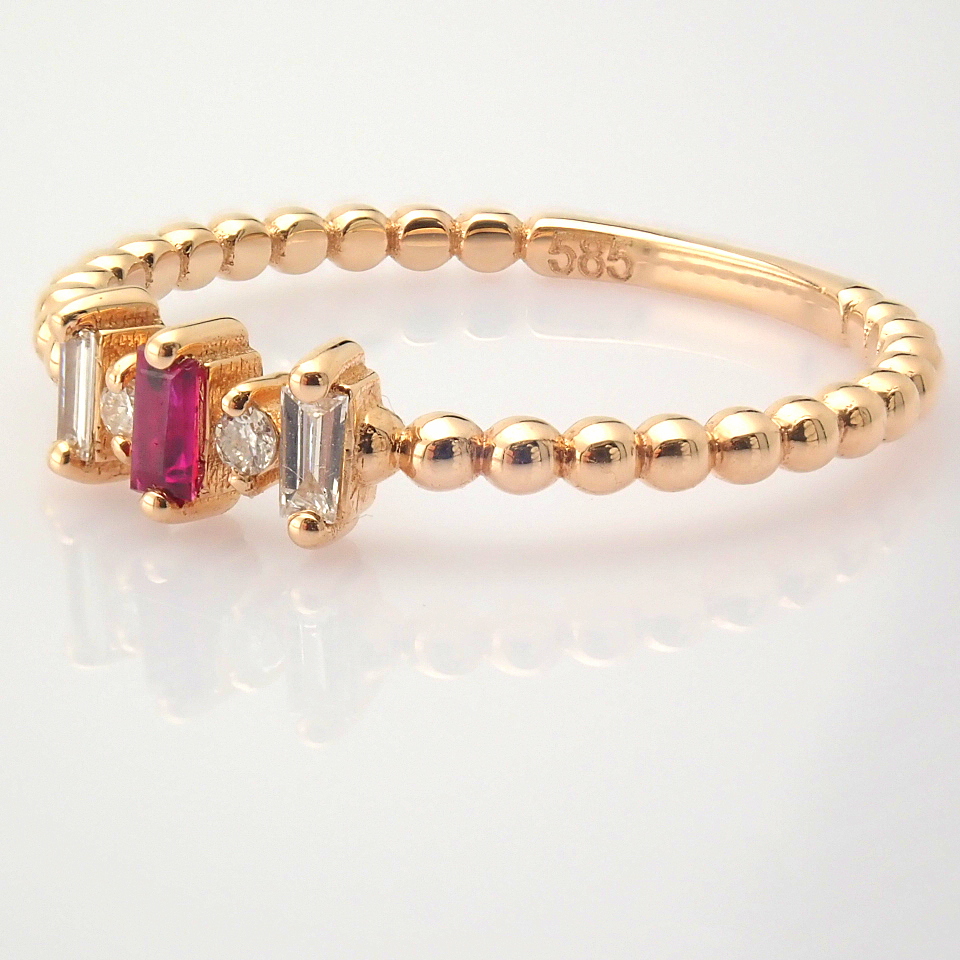 14K White and Rose Gold Diamond & Ruby Ring - Image 8 of 8